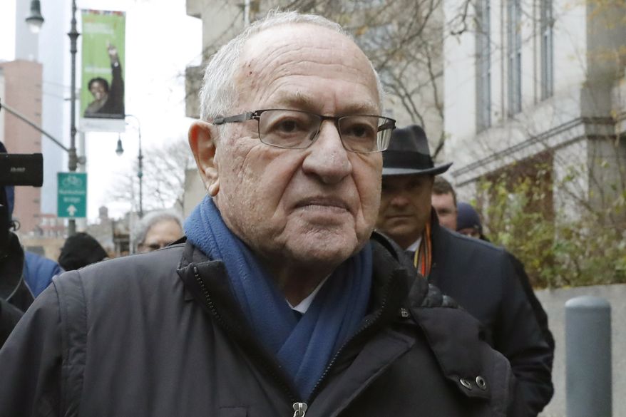 In this Dec. 2, 2019, file photo, Attorney Alan Dershowitz leaves federal court, in New York. President Donald Trump&#39;s legal team will include former Harvard University law professor Alan Dershowitz and Ken Starr, the former independent counsel who led the Whitewater investigation into President Bill Clinton, according to a person familiar with the matter. The team will also include Pam Bondi, the former Florida attorney general. (AP Photo/Richard Drew)