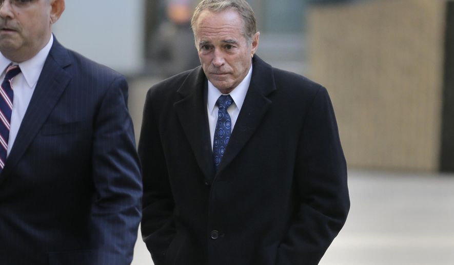 Former U.S. Rep. Chris Collins arrives at federal court for sentencing Friday, Jan. 17, 2020, in New York. Collins pleaded guilty last fall to insider trading and lying to the FBI. (AP Photo/Seth Wenig)