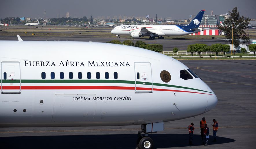 This Dec. 3, 2018 photo provided by the Mexican Presidential press office shows the presidential airplane at the presidential hangar at Benito Juarez International Airport in Mexico City. Mexican President Andres Manuel López Obrador has made selling off the luxurious presidential jet a centerpiece of his austerity program, but there&#39;s just one problem: Nobody, it seems, wants to buy the white elephant. (Mexican Presidential press office via AP)