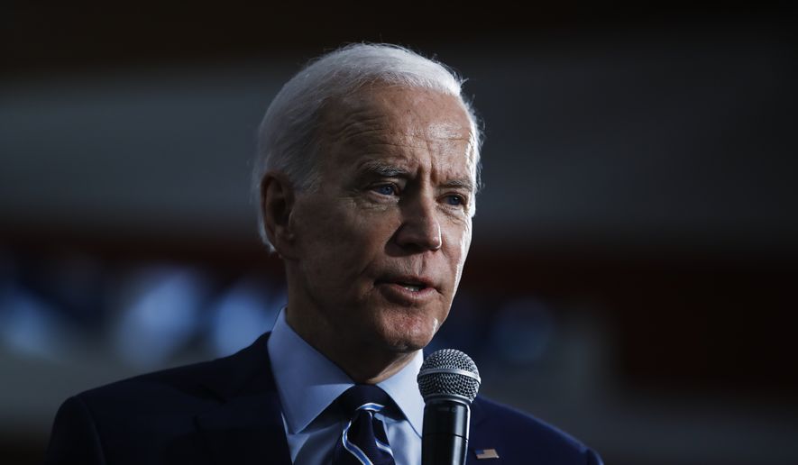 Democratic presidential candidate former Vice President Joe Biden speaks during a campaign event at Iowa Central Community College, Tuesday, Jan. 21, 2020, in Fort Dodge, Iowa. (AP Photo/Matt Rourke)