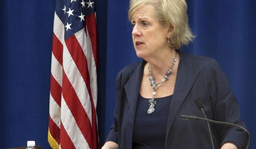 FILE – In this Feb. 11, 2016, file photo, Chief Justice Maureen O'Connor of the Ohio Supreme Court speaks during a forum sponsored by The Associated Press in Columbus, Ohio. The Ohio Supreme Court has rejected a recommendation that assessment tools used to measure offenders' likelihood of skipping out on court appearances after an arrest be made available to all judges as they make bond decisions. O'Connor and Justice Michael Donnelly voted in favor of the assessment tools. (AP Photo/Andrew Welsh-Huggins, File)
