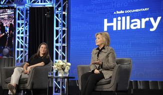 Hillary Clinton participates a panel during the Winter 2020 Television Critics Association Press Tour (Photo by Richard Shotwell/Invision/AP)