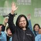 In this Jan. 11, 2020, file photo, Taiwanese President Tsai Ing-wen celebrates her victory with supporters in Taipei, Taiwan. (AP Photo/Chiang Ying-ying, File)