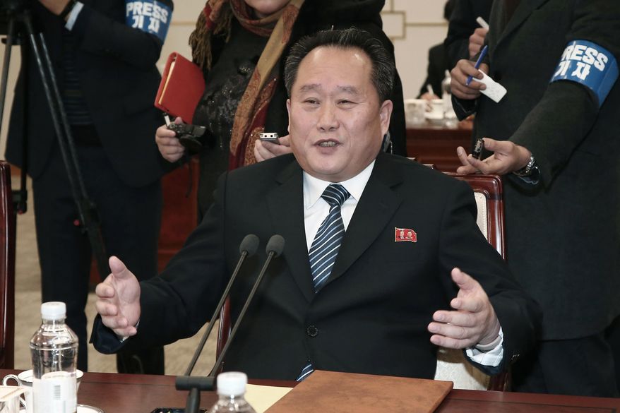 FILE - In this Jan. 9, 2018, file photo, head of North Korean delegation Ri Son Gwon speaks during a meeting with South Korea at the Panmunjom in the Demilitarized Zone in Paju, South Korea. North Korea on Friday, Jan. 24, 2020, confirmed that it has named the former senior army officer with little experience in dealings with the United States as its new foreign minister in a possible indication that it’ll take a harder line on Washington in stalled nuclear negotiations. (Korea Pool via AP, File)
