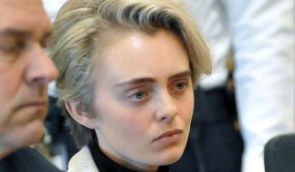In this Feb. 11, 2019, file photo, Michelle Carter sits in Taunton District Court for sentencing in Taunton, Mass. Carter, convicted of manslaughter for urging her suicidal boyfriend to kill himself in 2014, is expected to be released sometime, Thursday, Jan. 23, 2020, from the Bristol County jail in Dartmouth, Mass. (Mark Stockwell/The Sun Chronicle via AP, Pool, File)