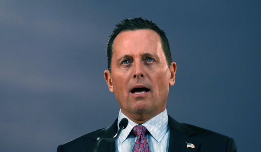 U.S. President Donald Trump&#39;s envoy for the Kosovo-Serbia dialogue, Ambassador Richard Grenell speaks during a press conference after a meeting with Serbian President Aleksandar Vucic in Belgrade, Serbia, Friday, Jan. 24, 2020. (AP Photo/Darko Vojinovic) ** FILE **