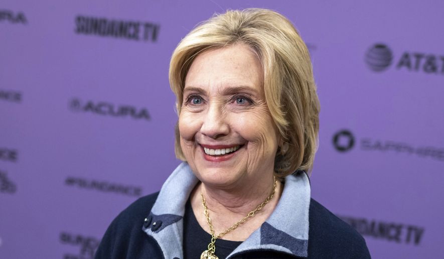 Hillary Clinton attends the premiere of "Hillary" at The Ray Theatre during the 2020 Sundance Film Festival on Saturday, Jan. 25, 2020, in Park City, Utah. (Photo by Charles Sykes/Invision/AP) ** FILE **
