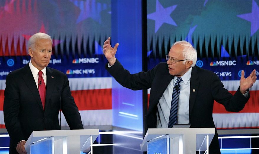 Presidential hopefuls Sen. Bernard Sanders and former Vice President Joseph R. Biden are both offering a common man appeal to voters. (Associated Press)