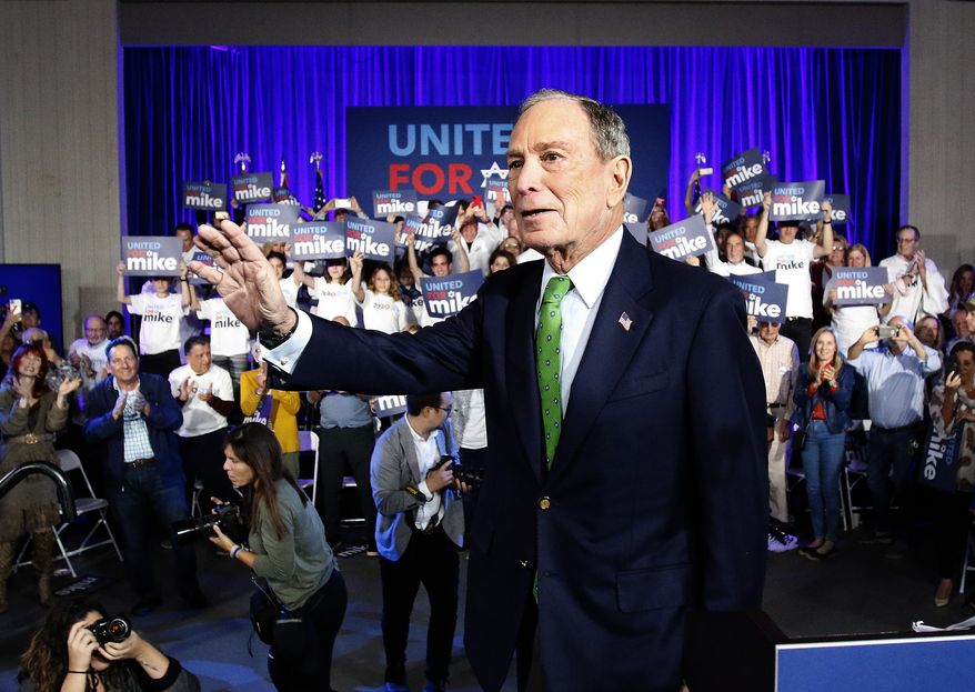 Presidential candidate, former New York mayor Michael Bloomberg greets Jewish voters on Sunday, Jan. 26, 2020 at Aventura Turnberry Jewish Center in Aventura, Fla. (Andrew Uloza/Miami Herald via AP)