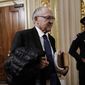 Attorney Alan Dershowitz arrives at the Senate for the impeachment trial of President Donald Trump on charges of abuse of power and obstruction of Congress, at the Capitol in Washington, Monday, Jan. 27, 2020. (AP Photo/J. Scott Applewhite)