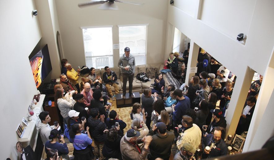 In this January 11, 2020 photo former congressman, US Senate and Presidential candidate Beto O&#x27;Rourke speaks before a crowd of campaign volunteers for Eliz Markowitz in Katy, Texas. Markowitz is an educator running for district 148 of the Texas state house. O&#x27;Rourke and other national Democrats have endorsed Markowitz, her race is being viewed as a bellwether for national politics in 2020. (AP Photo/ John L. Mone)