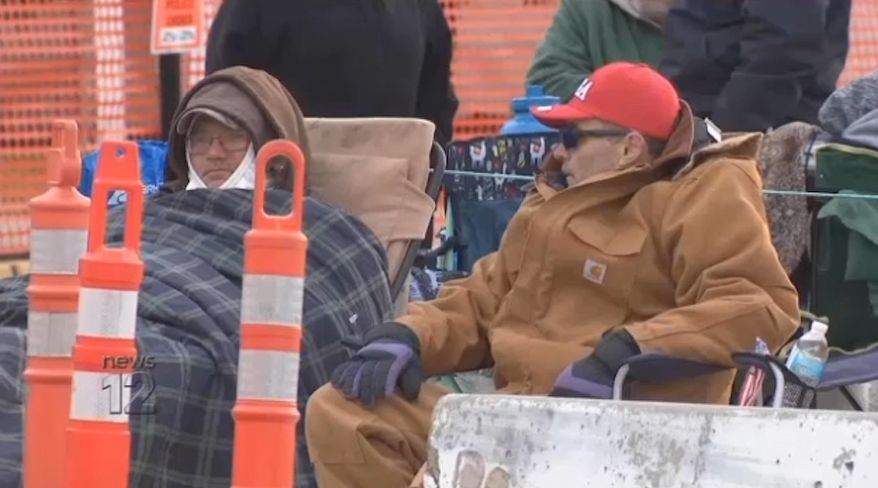 President Trump's supporters have been waiting in line since Sunday in anticipation of his historic rally Tuesday night in Wildwood, New Jersey. (News 12 New Jersey screengrab)