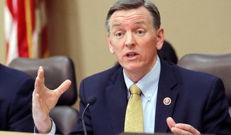 In this December 2013, file photo, U.S. Rep. Paul Gosar, R-Ariz., speaks during a congressional field hearing on the Affordable Care Act in Apache Junction, Ariz. (AP Photo/Matt York, File)