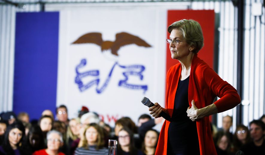 Democratic presidential candidate Sen. Elizabeth Warren released a plan that would push for laws that criminalize spreading online disformation to suppress voter turnout.
, D-Mass., speaks during a campaign event, Sunday, Jan. 26, 2020, in Cedar Rapids, Iowa. (AP Photo/Matt Rourke) (Associated Press)