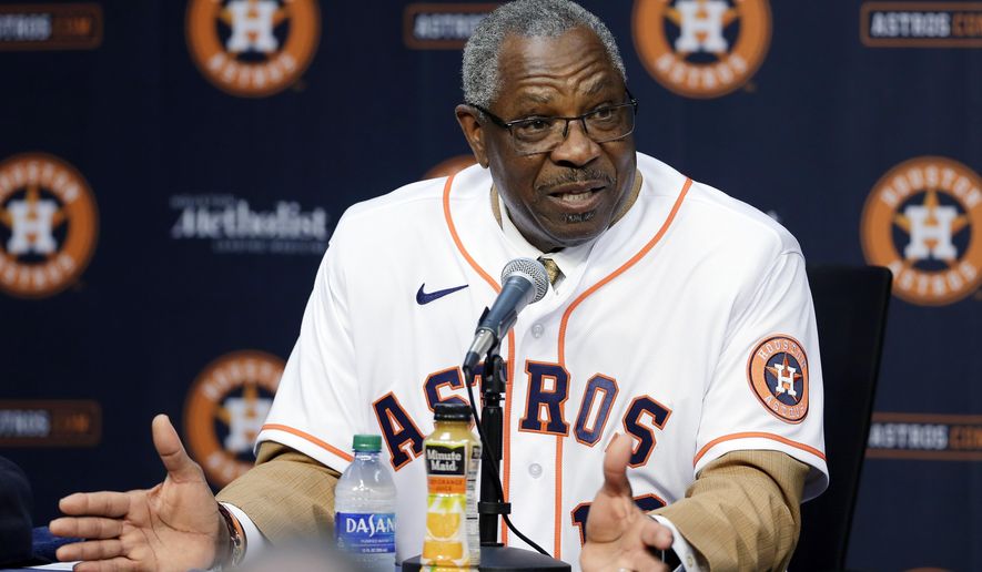 New Houston Astros manager Dusty Baker speaks during a baseball press conference at Minute Maid Park, Thursday, Jan. 30, 2020, in Houston. (AP Photo/Michael Wyke)