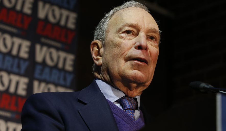 Democratic presidential candidate and former New York City Mayor Michael Bloomberg addresses supporters during a campaign stop in Sacramento, Calif., Monday, Feb. 3, 2020. . (AP Photo/Rich Pedroncelli)