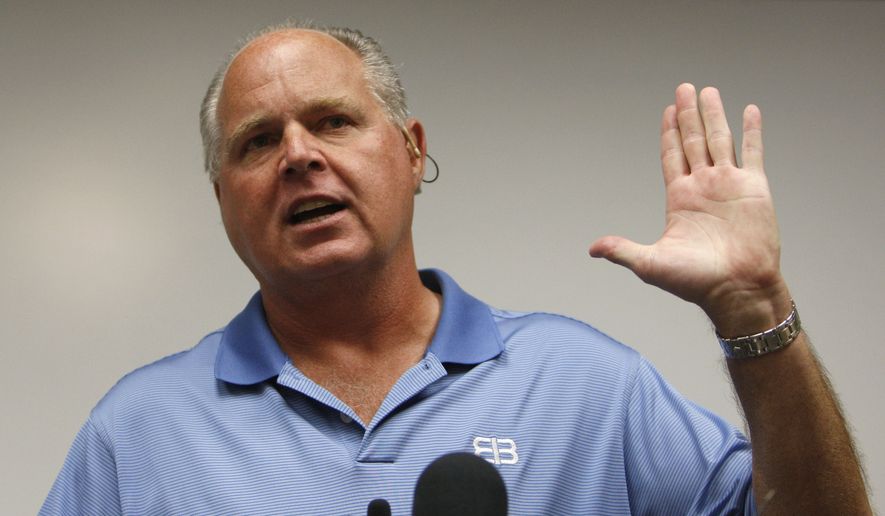In this Jan. 1, 2010, file photo, conservative talk show host Rush Limbaugh speaks during a news conference at The Queen&#39;s Medical Center in Honolulu. (AP Photo/Chris Carlson, File)