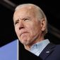 Democratic presidential candidate former Vice President Joe Biden speaks at a caucus night campaign rally on Monday, Feb. 3, 2020, in Des Moines, Iowa. (AP Photo/John Locher)