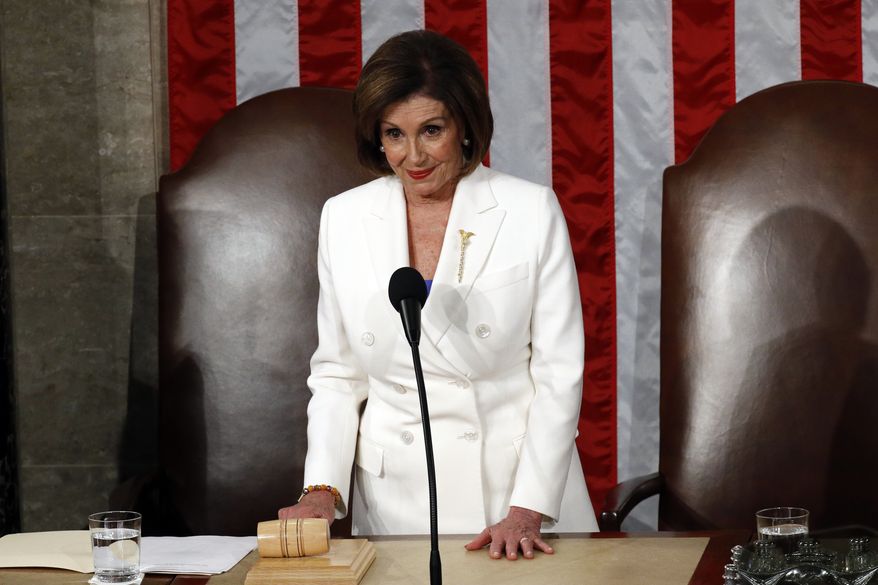 House Speaker Nancy Pelosi of Calif., waits before President Donald Trump arrives to deliver his State of the Union address to a joint session of Congress on Capitol Hill in Washington, Tuesday, Feb. 4, 2020. (AP Photo/Patrick Semansky)
