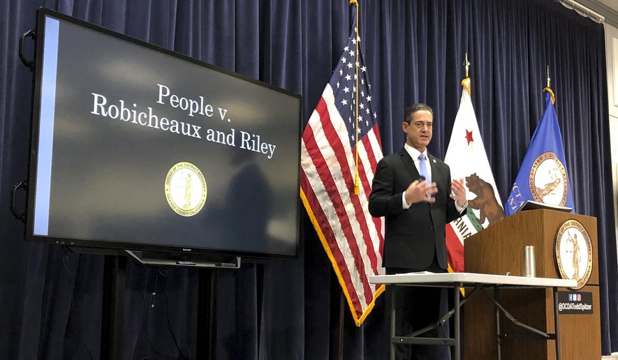 Orange County District Attorney Todd Spitzer discusses the case against a California orthopedic surgeon who appeared in a reality TV dating show, at a news conference in Santa Ana, Calif., Tuesday, Feb. 4, 2020. Prosecutors say they will seek dismissal of rape, kidnapping and other charges because there's insufficient evidence to prove the case beyond a reasonable doubt. (AP Photo/Amy Taxin)