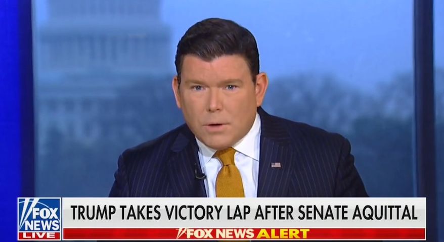 Fox News&#39; Bret Baier discusses President Trump and the Senate&#39;s rejection this week of both articles of impeachment against him, Feb. 6, 2020. (Image: Fox News video screenshot)  