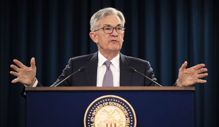 In this Jan. 29, 2020, file photo Federal Reserve Chair Jerome Powell speaks during a news conference following the Federal Open Market Committee meeting in Washington. (AP Photo/Manuel Balce Ceneta, File)