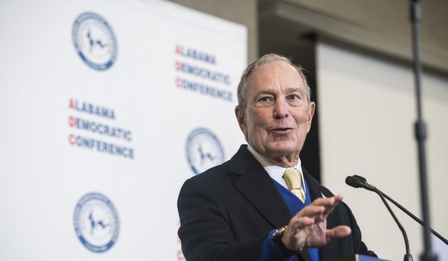 Democratic presidential candidate Mike Bloomberg speaks during the Alabama Democratic Conference Luncheon at Embassy Suites in Montgomery, Ala., on Saturday, Feb. 8, 2020. (Montgomery Advertiser via AP)