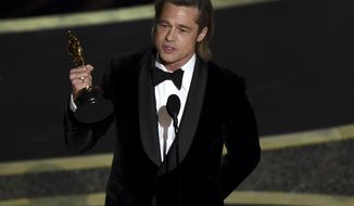 Brad Pitt accepts the award for best performance by an actor in a supporting role for &amp;quot;Once Upon a Time in Hollywood&amp;quot; at the Oscars on Sunday, Feb. 9, 2020, at the Dolby Theatre in Los Angeles. (AP Photo/Chris Pizzello)