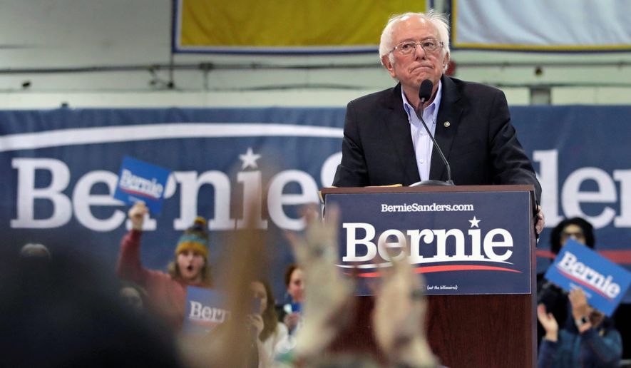 Sen. Bernard Sanders was targeted in a campaign that said his policies would reelect President Trump. (Associated Press)