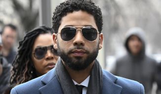 In this March 14, 2019, file photo, Empire actor Jussie Smollett arrives at the Leighton Criminal Court Building for his hearing in Chicago. Smollett faces new charges for reporting an attack that Chicago authorities contend was staged to garner publicity, according to media reports Tuesday, Feb. 11, 2020. The charges include disorderly conduct counts, according to the reports that cite unidentified sources.  (AP Photo/Matt Marton, File) **FILE**