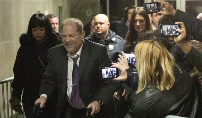 Harvey Weinstein leaves his trial, Monday, Feb. 10, 2020 in New York. (AP Photo/Mark Lennihan)