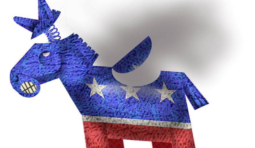 Illustration on Democratic Party breakdown by Alexander Hunter/The Washington Times