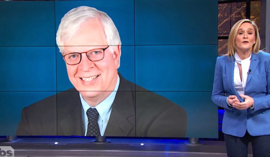 &quot;Full Frontal&quot; host Samantha Bee warns TBS viewers that radio host Dennis Prager is &quot;extreme,&quot;  Feb. 12, 2020. (Image: TBS, &quot;Full Frontal&quot; video screenshot) 
