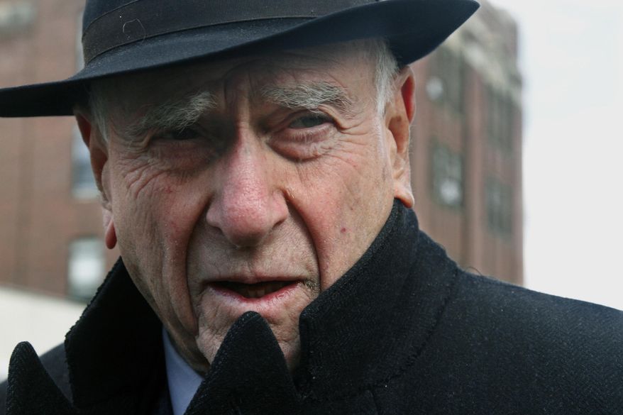 In this March 4, 2011 file photo, federal Judge Jack Weinstein speaks with reporters after visiting the Louis Armstrong housing projects in Bedford-Stuyvesant section of Brooklyn, New York. Weinstein, who was nominated by President Lyndon Johnson and who contributed to the landmark case that struck down racial segregation in public schools is retiring at age 98. (AP Photo/Bebeto Matthews, File) **FILE**
