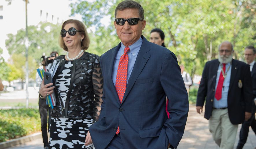 Attorney Sidney Powell (left) asked for an independent review of the prosecution of former National Security Adviser Michael Flynn (center.) Ms. Powell filed a series of arguments accusing the FBI and special counsel team of gross misconduct. (Associated Press)