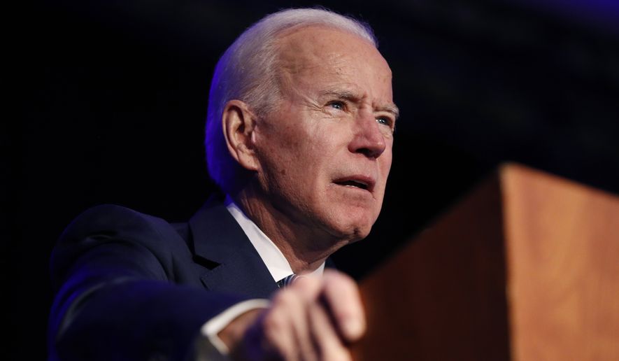 Democratic presidential candidate former Vice President Joe Biden speaks at the Clark County Democratic Party &quot;Kick-Off to Caucus 2020&quot; event, Saturday, Feb. 15, 2020, in Las Vegas. (AP Photo/John Locher)