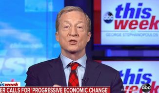 Presidential hopeful Tom Steyer discusses the economy on ABC&#39;s &quot;The Week,&quot; Feb. 16, 2020. (Image: ABC, &quot;This Week&quot; video screenshot) 