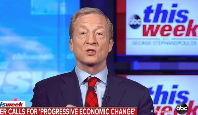 Presidential hopeful Tom Steyer discusses the economy on ABC&#x27;s &quot;The Week,&quot; Feb. 16, 2020. (Image: ABC, &quot;This Week&quot; video screenshot) 