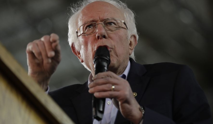 Democratic presidential candidate Sen. Bernie Sanders, I-Vt., speaks at a campaign event in Tacoma, Wash., Monday, Feb. 17, 2020. (AP Photo/Ted S. Warren)
