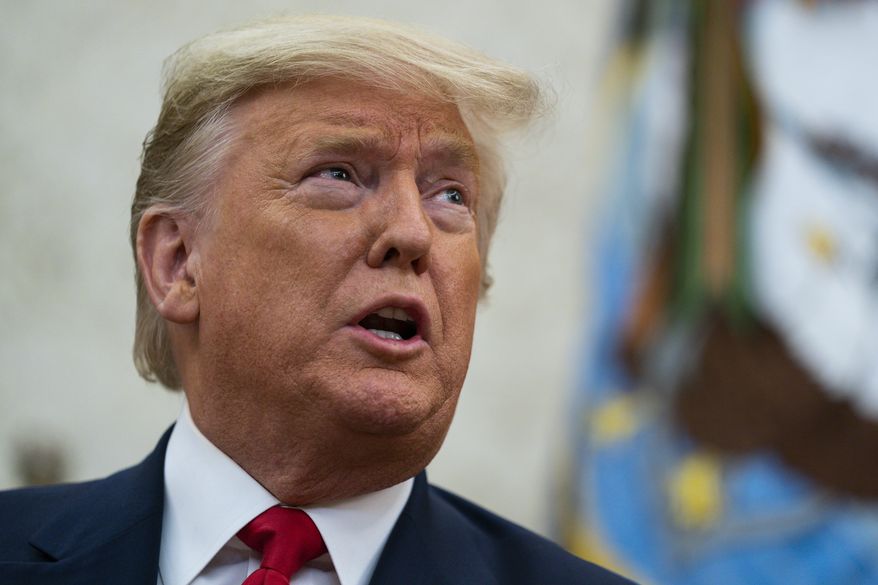 In this Wednesday, Feb. 12, 2020, file photo, President Donald Trump speaks during a meeting in the Oval Office of the White House in Washington. Trump has proposed in his new budget $250 million for a variety of Everglades restoration projects, many of which have been on the drawing board for decades. (AP Photo/Evan Vucci, File)