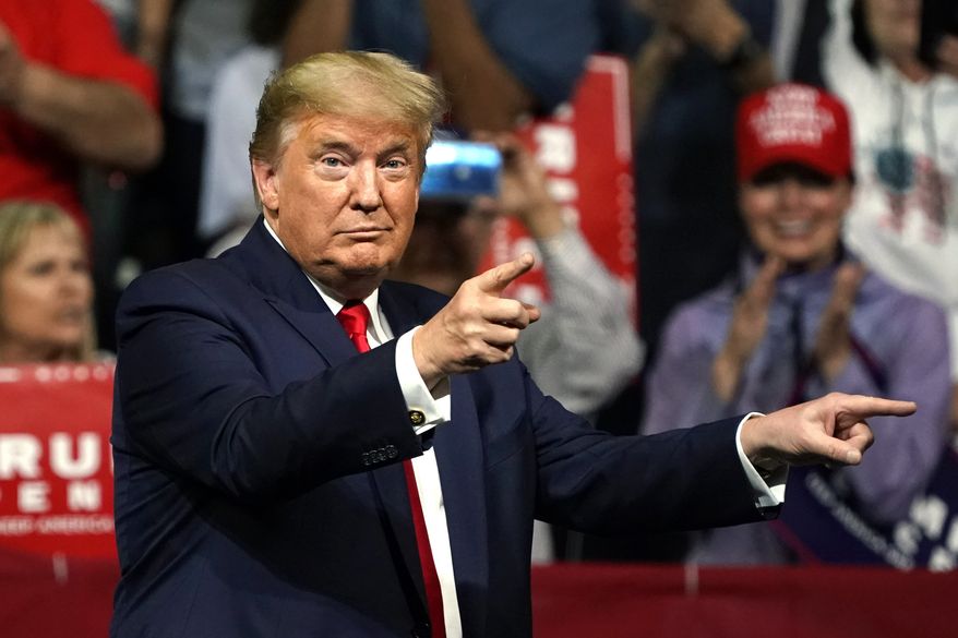President Donald Trump speaks at a campaign rally Wednesday, Feb. 19, 2020 in Phoenix. (AP Photo/Rick Scuteri)