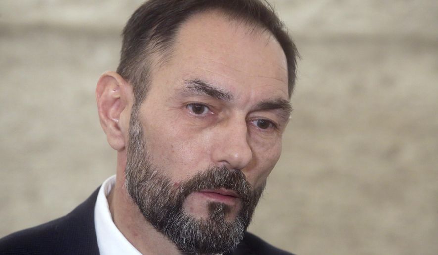 In this Dec. 9, 2019 photo, Croatian Attorney General Drazen Jelenic addresses the media in Zagreb, Croatia. Croatia's government has accepted the resignation of Jelenic who came under fire after he acknowledged membership in a Croatian masonic lodge. (AP Photo/Daniel Kasap)