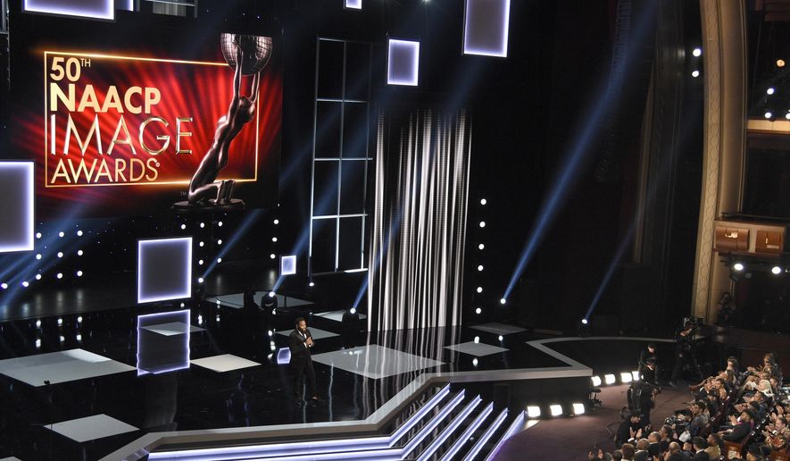 FILE - In this March 30, 2019, file photo, host Anthony Anderson speaks at the 50th annual NAACP Image Awards on Saturday, March 30, 2019, at Dolby Theatre in Los Angeles. Anderson is scheduled to host this year's edition of the NAACP Image Awards on Saturday night, Feb. 22.  (Photo by Chris Pizzello/Invision/AP, File)