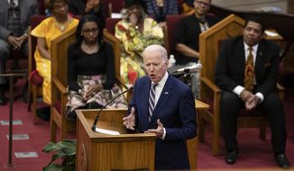 Democratic presidential candidate former Vice President Joe Biden speaks during services, Sunday, Feb. 23, 2020, at the Royal Missionary Baptist Church in North Charleston, S.C. (AP Photo/Matt Rourke)