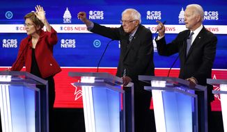 Elizabeth Warren, Bernie Sanders and Joe Biden are among the septuagenarian finalists in the Democratic presidential field. (Associated Press/File)