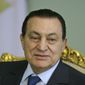FILE - In this April 2, 2008 file photo, Egyptian President Hosni Mubarak looks attends a meeting at the Presidential palace, in Cairo, Egypt. Egypt state TV said Tuesday, Feb. 25, 2020. that the country&#39;s former President Hosni Mubarak, ousted in the 2011 uprising, has died at 91. (AP Photo/Amr Nabil, File)