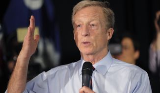 Democratic presidential candidate Tom Steyer speaks at a campaign event in Myrtle Beach, S.C., Wednesday, Feb. 26, 2020. (AP Photo/Gerald Herbert)