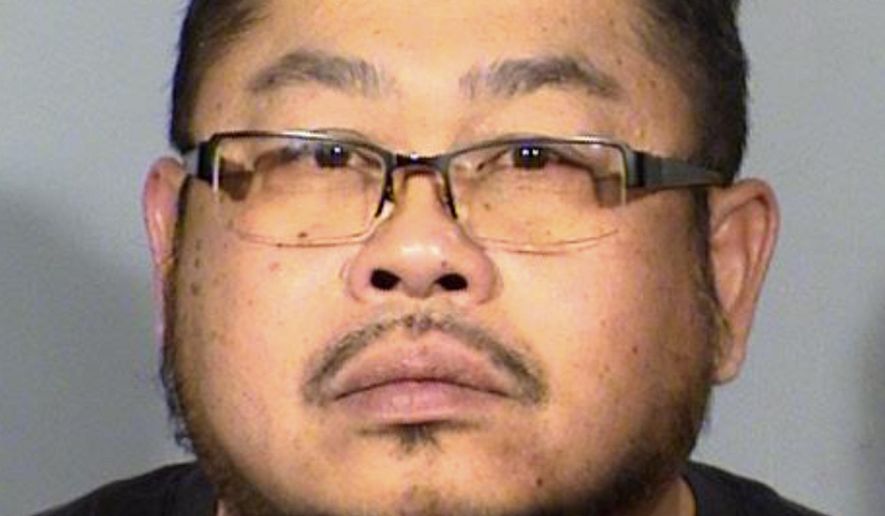 This Clark County Detention Center booking photo shows Ranier Salcedo Braga, 50, of Las Vegas, following his arrest Friday, Feb. 21, 2020, on misdemeanor unlawful contact with a minor and luring a child charges. Braga, a driver for the child-oriented rideshare company HopSkipDrive, is accused of making improper comments to a 13-year-old girl he was driving to school. (Las Vegas Metropolitan Police Department via AP)