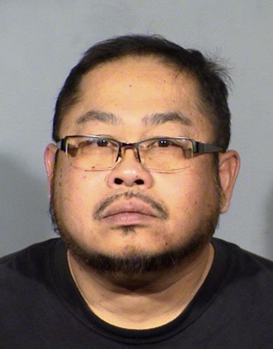 This Clark County Detention Center booking photo shows Ranier Salcedo Braga, 50, of Las Vegas, following his arrest Friday, Feb. 21, 2020, on misdemeanor unlawful contact with a minor and luring a child charges. Braga, a driver for the child-oriented rideshare company HopSkipDrive, is accused of making improper comments to a 13-year-old girl he was driving to school. (Las Vegas Metropolitan Police Department via AP)