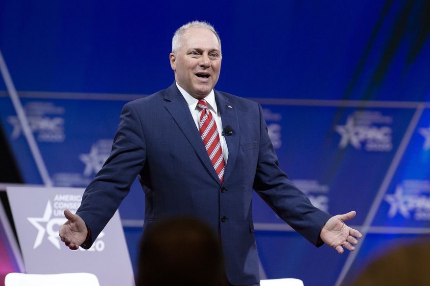 Rep. Steve Scalise, R-La., speaks during the Conservative Political Action Conference, CPAC 2020, at the National Harbor, in Oxon Hill, Md., Thursday, Feb. 27, 2020. (AP Photo/Jose Luis Magana) ** FILE **